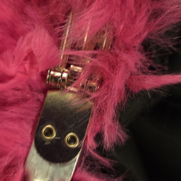 Fuchsia Pink Shaggy Faux Fur Accent Pillow Measures 10 X 14 - Picture 5 of 11